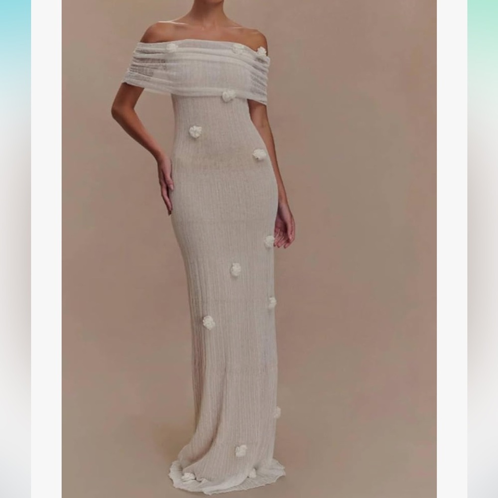 Elegant Off-Shoulder Cream Dress